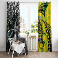 New Zealand and Cook Islands Together Window Curtain Tatau Art Tribal Pattern-Maori Tattoo with Fern and Paua Shell LT03 - Polynesian Pride