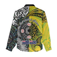 New Zealand and Cook Islands Together Women Casual Shirt Tatau Art Tribal Pattern-Maori Tattoo with Fern and Paua Shell LT03 - Polynesian Pride