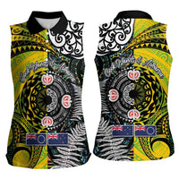 New Zealand and Cook Islands Together Women Sleeveless Polo Shirt Tatau Art Tribal Pattern-Maori Tattoo with Fern and Paua Shell