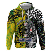 New Zealand and Cook Islands Together Zip Hoodie Tatau Art Tribal Pattern-Maori Tattoo with Fern and Paua Shell