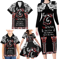 Aotearoa Toitu Te Tiriti-Maori Taniwha Family Matching Long Sleeve Bodycon Dress and Hawaiian Shirt Toitu Te Whenua Toitu Te Reo Maori LT03 - Polynesian Pride