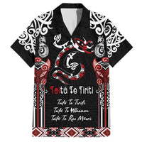 Aotearoa Toitu Te Tiriti-Maori Taniwha Family Matching Off The Shoulder Long Sleeve Dress and Hawaiian Shirt Toitu Te Whenua Toitu Te Reo Maori