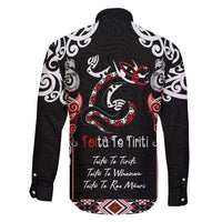 Aotearoa Toitu Te Tiriti-Maori Taniwha Family Matching Off The Shoulder Long Sleeve Dress and Hawaiian Shirt Toitu Te Whenua Toitu Te Reo Maori