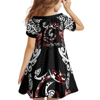 Aotearoa Toitu Te Tiriti-Maori Taniwha Kid Short Sleeve Dress Toitu Te Whenua Toitu Te Reo Maori