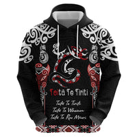 Aotearoa Toitu Te Tiriti-Maori Taniwha Zip Hoodie Toitu Te Whenua Toitu Te Reo Maori