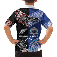 Personalised Aotearoa and Samoa Together Family Matching Long Sleeve Bodycon Dress and Hawaiian Shirt Tatau Art Tattoos-Taniko and Tukutuku with Maori Pattern LT03 - Polynesian Pride