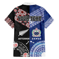Personalised Aotearoa and Samoa Together Family Matching Long Sleeve Bodycon Dress and Hawaiian Shirt Tatau Art Tattoos-Taniko and Tukutuku with Maori Pattern LT03 - Polynesian Pride