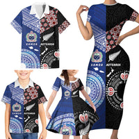 Personalised Aotearoa and Samoa Together Family Matching Short Sleeve Bodycon Dress and Hawaiian Shirt Tatau Art Tattoos-Taniko and Tukutuku with Maori Pattern LT03 - Polynesian Pride