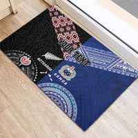 Personalised Aotearoa and Samoa Together Rubber Doormat Tatau Art Tattoos-Taniko and Tukutuku with Maori Pattern
