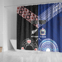 Personalised Aotearoa and Samoa Together Shower Curtain Tatau Art Tattoos-Taniko and Tukutuku with Maori Pattern