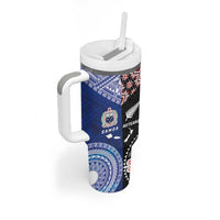 Personalised Aotearoa and Samoa Together Tumbler With Handle Tatau Art Tattoos-Taniko and Tukutuku with Maori Pattern LT03 - Polynesian Pride