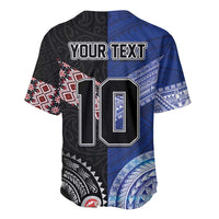 Custom Aotearoa and Samoa Rugby Baseball Jersey Maori Warrior and Teuila Emblem-Tatau with Taniko Art