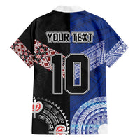 Custom Aotearoa and Samoa Rugby Hawaiian Shirt Maori Warrior and Teuila Emblem-Tatau with Taniko Art LT03 - Polynesian Pride