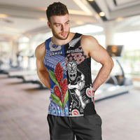 Custom Aotearoa and Samoa Rugby Men Tank Top Maori Warrior and Teuila Emblem-Tatau with Taniko Art