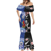 Custom Aotearoa and Samoa Rugby Mermaid Dress Maori Warrior and Teuila Emblem-Tatau with Taniko Art