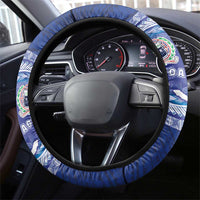 Aotearoa and Samoa Rugby Steering Wheel Cover Maori Warrior and Teuila Emblem-Tatau with Taniko Art LT03 - Polynesian Pride