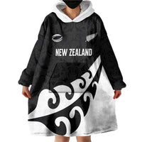 Custom NZ Rugby Wearable Blanket Hoodie Koru and Silver Fern Sporty Style