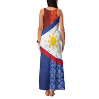 Philippines National Flag Day Family Matching Tank Maxi Dress and Hawaiian Shirt Polynesian and Yakan Tattoo Brush Style