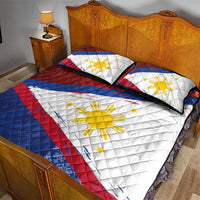 Philippines National Flag Day Quilt Bed Set Polynesian and Yakan Tattoo Brush Style