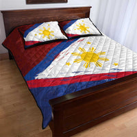 Philippines National Flag Day Quilt Bed Set Polynesian and Yakan Tattoo Brush Style