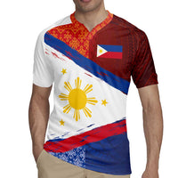 Philippines National Flag Day Rugby Jersey Polynesian and Yakan Tattoo Brush Style