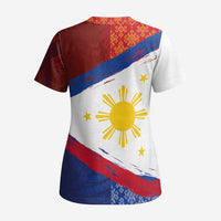 Philippines National Flag Day Scrub Top Polynesian and Yakan Tattoo Brush Style - Polynesian Pride