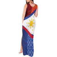 Philippines National Flag Day Tank Maxi Dress Polynesian and Yakan Tattoo Brush Style LT03 - Polynesian Pride