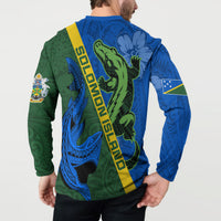 Solomon Island Crocodile and Shark Button Sweatshirt Polynesian Pattern