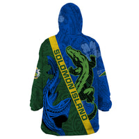 Solomon Island Crocodile and Shark Wearable Blanket Hoodie Polynesian Pattern