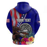 Personalised American Samoa and United States Hoodie Bald Eagle and Seal Hibiscus Polynesian Pattern