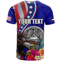 Personalised American Samoa and United States T Shirt Bald Eagle and Seal Hibiscus Polynesian Pattern LT03 - Polynesian Pride