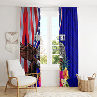 Personalised American Samoa and United States Window Curtain Bald Eagle and Seal Hibiscus Polynesian Pattern LT03 - Polynesian Pride