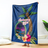 Guam Liberation Day 80th Anniversary Blanket Palm Tree and Seal Artwork Hibiscus Polynesian Pattern