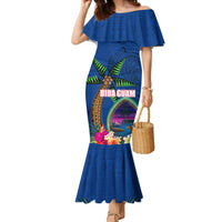Guam Liberation Day 80th Anniversary Family Matching Mermaid Dress and Hawaiian Shirt Palm Tree and Seal Artwork Hibiscus Polynesian Pattern