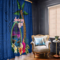 Guam Liberation Day 80th Anniversary Window Curtain Palm Tree and Seal Artwork Hibiscus Polynesian Pattern LT03 - Polynesian Pride