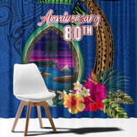 Guam Liberation Day 80th Anniversary Window Curtain Palm Tree and Seal Artwork Hibiscus Polynesian Pattern LT03 - Polynesian Pride