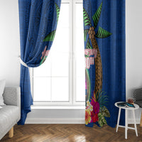 Guam Liberation Day 80th Anniversary Window Curtain Palm Tree and Seal Artwork Hibiscus Polynesian Pattern LT03 - Polynesian Pride