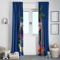 Guam Liberation Day 80th Anniversary Window Curtain Palm Tree and Seal Artwork Hibiscus Polynesian Pattern LT03 - Polynesian Pride