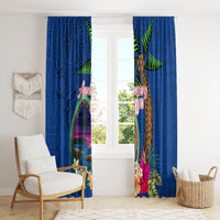 Guam Liberation Day 80th Anniversary Window Curtain Palm Tree and Seal Artwork Hibiscus Polynesian Pattern LT03 - Polynesian Pride