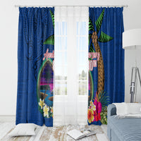 Guam Liberation Day 80th Anniversary Window Curtain Palm Tree and Seal Artwork Hibiscus Polynesian Pattern LT03 - Polynesian Pride