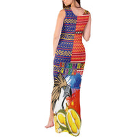 Philippines Kadayawan Tank Maxi Dress Filipino Eagle Durian with Polynesian and Igorots Pattern