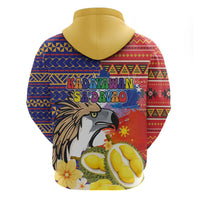 Philippines Kadayawan Zip Hoodie Filipino Eagle Durian with Polynesian and Igorots Pattern