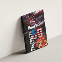 Hawaii Statehood Day Canvas Wall Art 50th state of the United States Kakau Tattoos and Hibiscus Grunge - Polynesian Pride