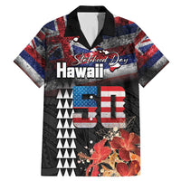 Hawaii Statehood Day Family Matching Mermaid Dress and Hawaiian Shirt 50th state of the United States Kakau Tattoos and Hibiscus Grunge - Polynesian Pride