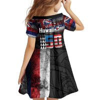 Hawaii Statehood Day Family Matching Off Shoulder Maxi Dress and Hawaiian Shirt 50th state of the United States Kakau Tattoos and Hibiscus Grunge - Polynesian Pride