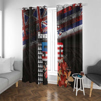 Hawaii Statehood Day Window Curtain 50th state of the United States Kakau Tattoos and Hibiscus Grunge - Polynesian Pride