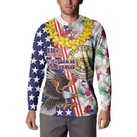 Hawaii and United States Together Button Sweatshirt Seal of Hawaii and Bald Eagle - Polynesian Pride