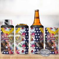 Hawaii and United States Together 4 in 1 Can Cooler Tumbler Seal of Hawaii and Bald Eagle - Polynesian Pride