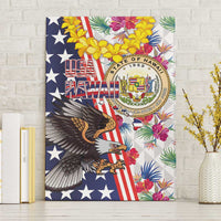 Hawaii and United States Together Canvas Wall Art Seal of Hawaii and Bald Eagle - Polynesian Pride