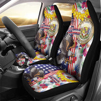Hawaii and United States Together Car Seat Cover Seal of Hawaii and Bald Eagle - Polynesian Pride